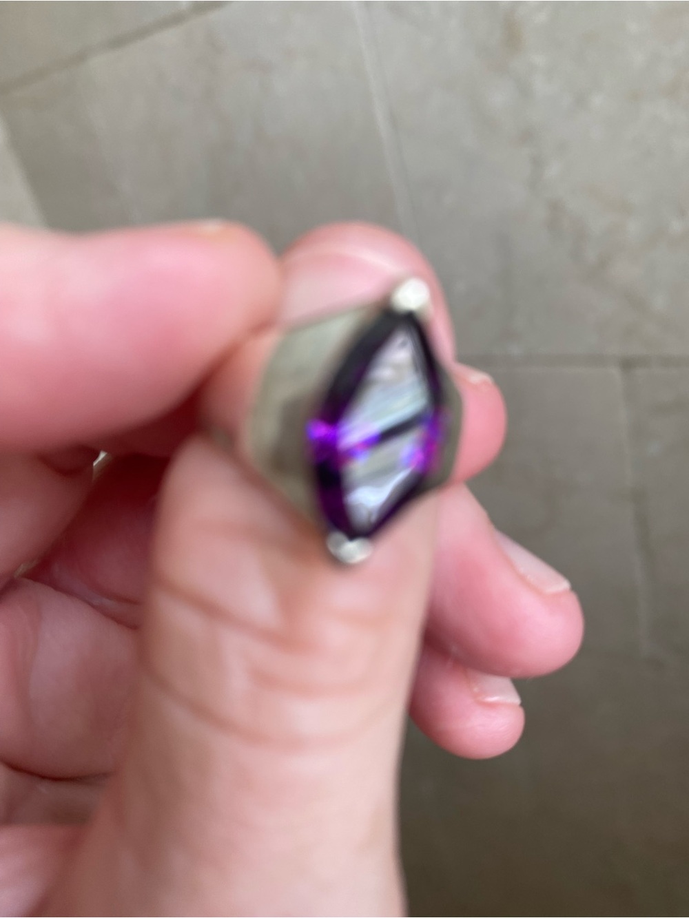 Purple Marquise sterling silver Ring - Women Jewelry… 925 - Picture 3 of 6